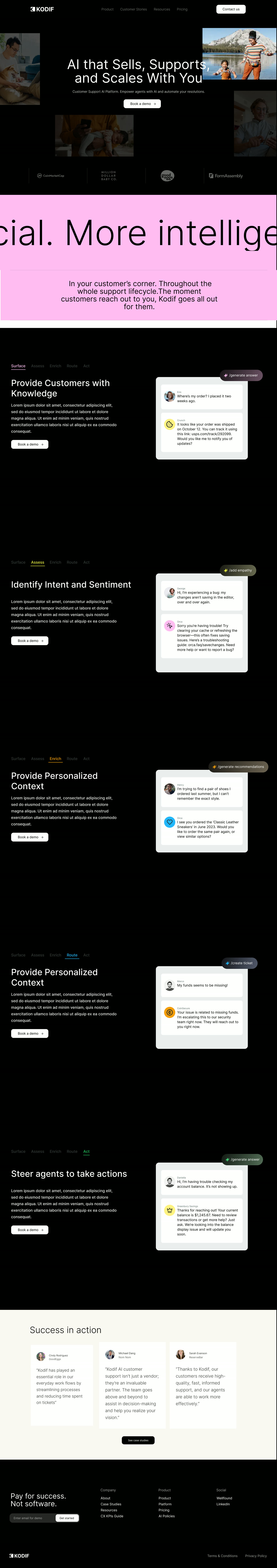 Kodif homepage before the redesign