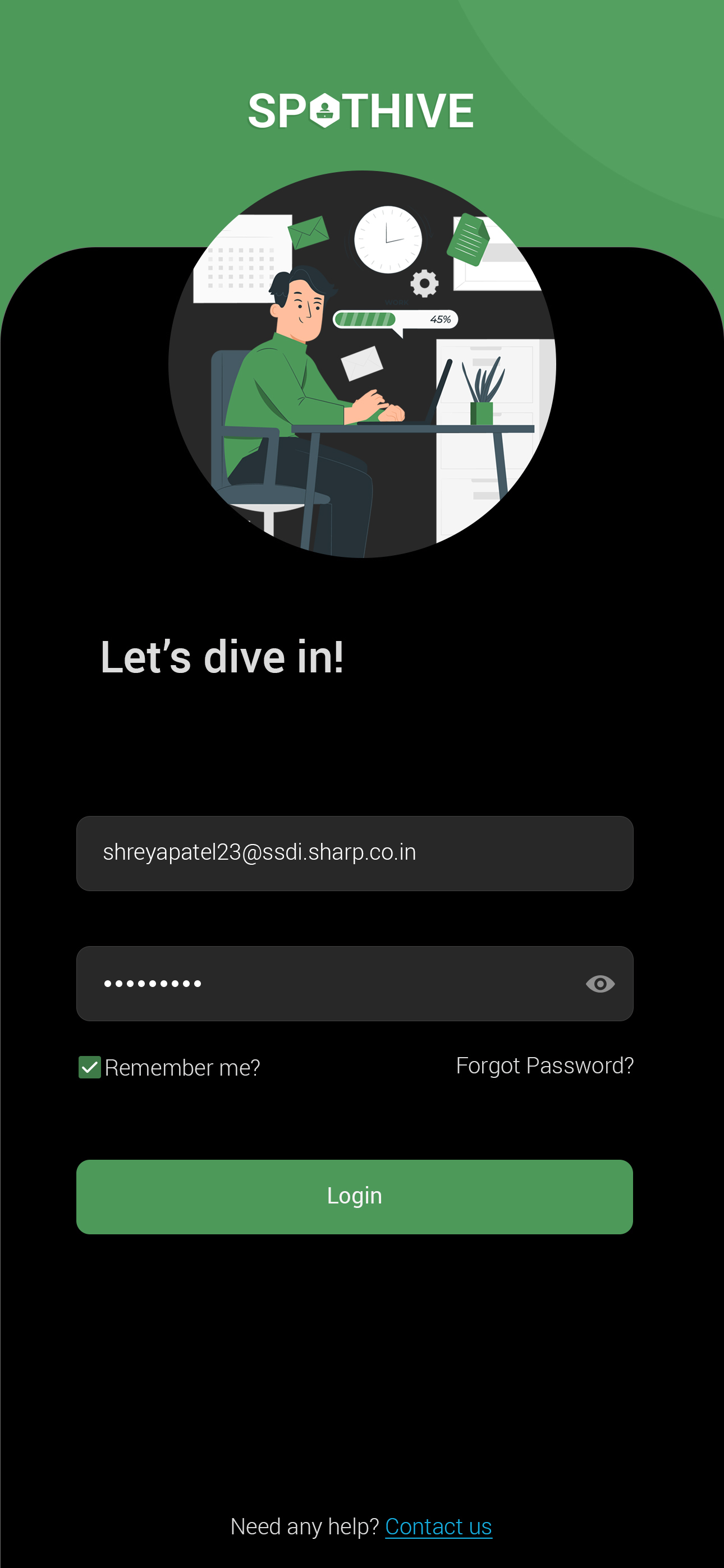 Login, step two
